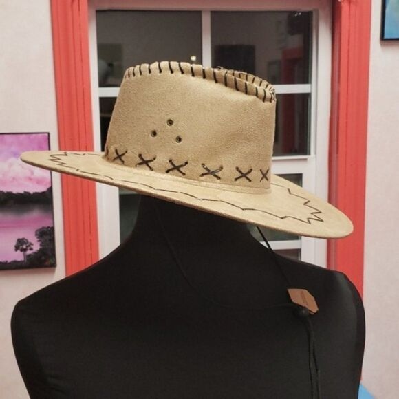 NWT Stitched Wide Brim Cowboy Hat - Picture 1 of 4